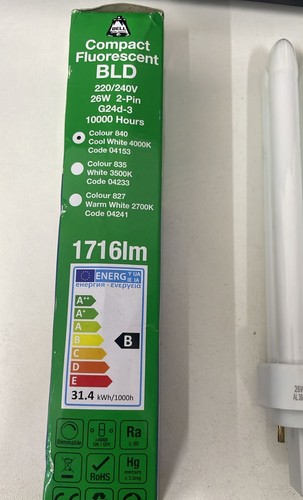 Bell BLD Double Turn G24d-3 CFL Compact Fluorescent Light Bulb - Picture 3 of 4