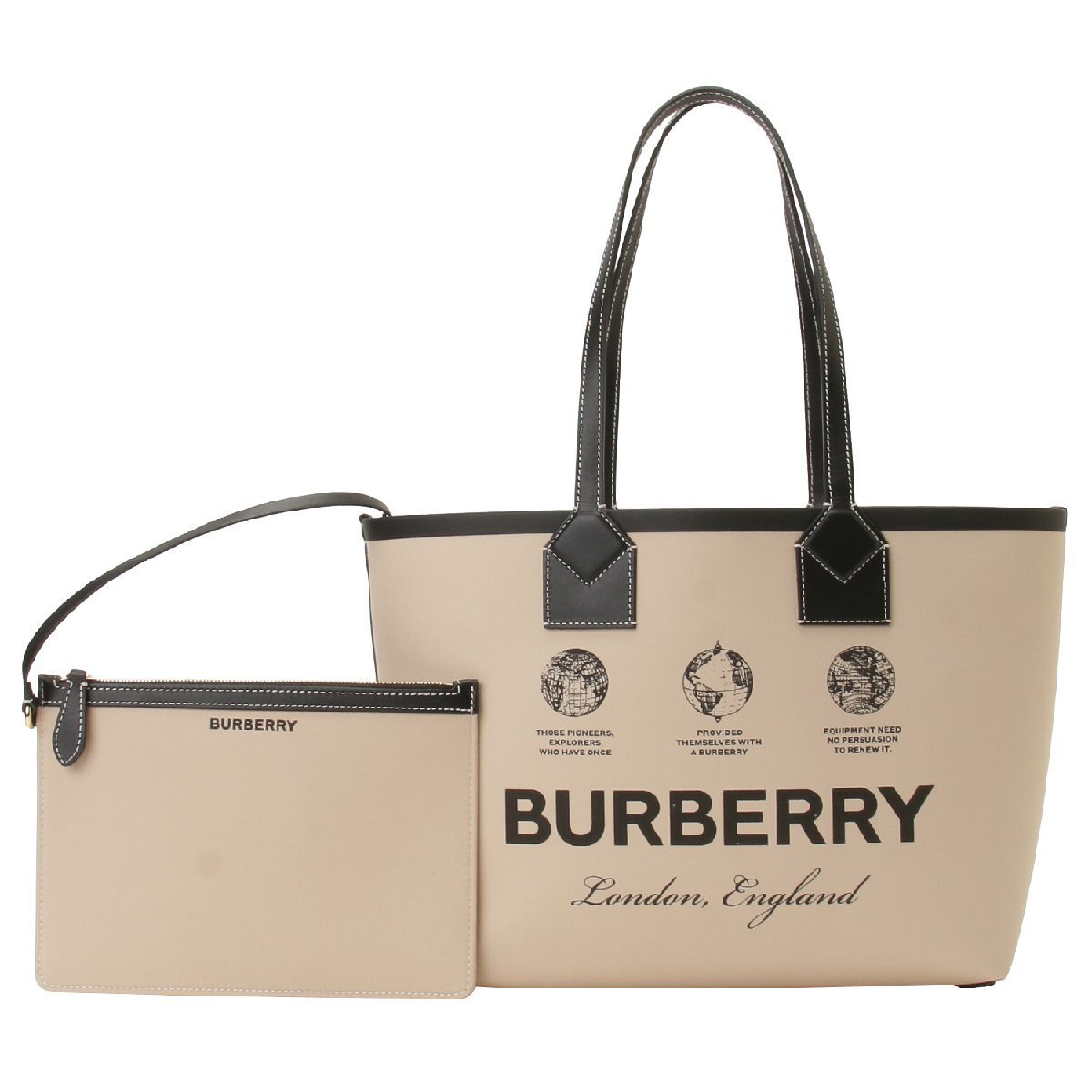 Burberry Tote Bag BURBERRY 8063120 A1435 with Pouch Small London Beige Women s