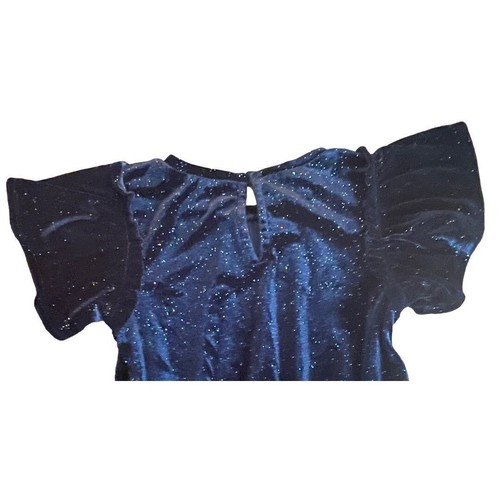 Size 4 Crewcuts by J.Crew Black Shortsleeve Girls Sparkly Black Velvet Jumpsuit - Picture 8 of 12