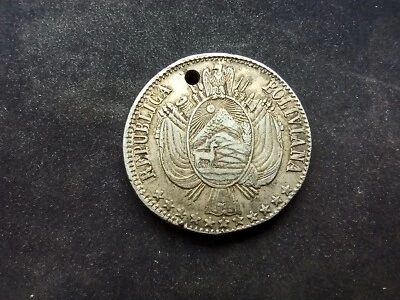 Bolivie : Un Boliviano 1867 Argent ; Trouée (Ref 3004) - Photo 1/2