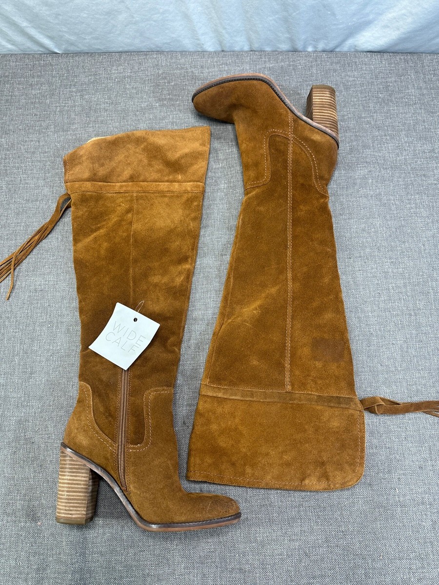Franco Sarto Suede Tall Over The Knee Boots Size Brown Cognac