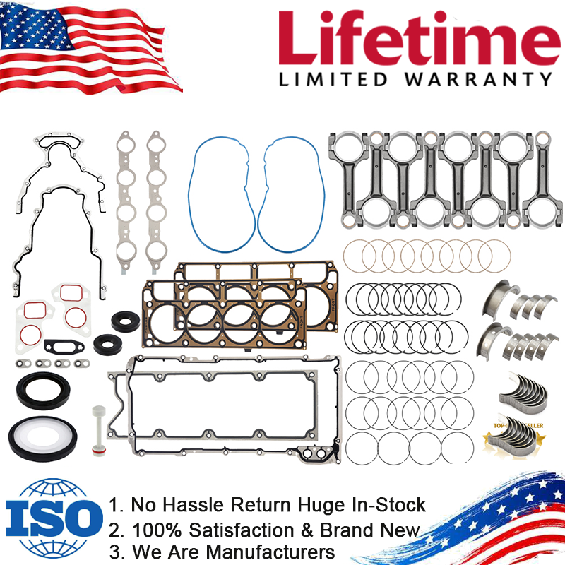 Engine Overhaul Rebuild Kit Head Gasket & Main Bearing Rod for GM Chevy 5.3/6.0L