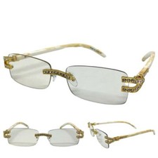 Classy Sophisticated Hip Hop Rapper Clear Lens EYE GLASSES Rimless Marble Frame