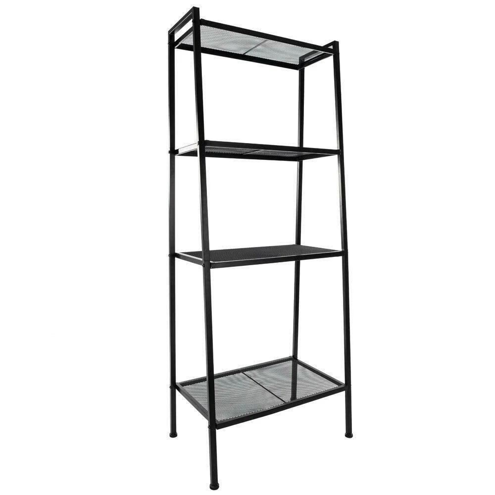 4Tier Heavy Duty Metal Leaning Ladder Shelf Bookcase Bookshelf Storage Shelves