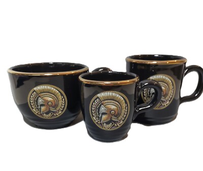 Spartan helmet symbol of Great power theme Cup set of 3 color black