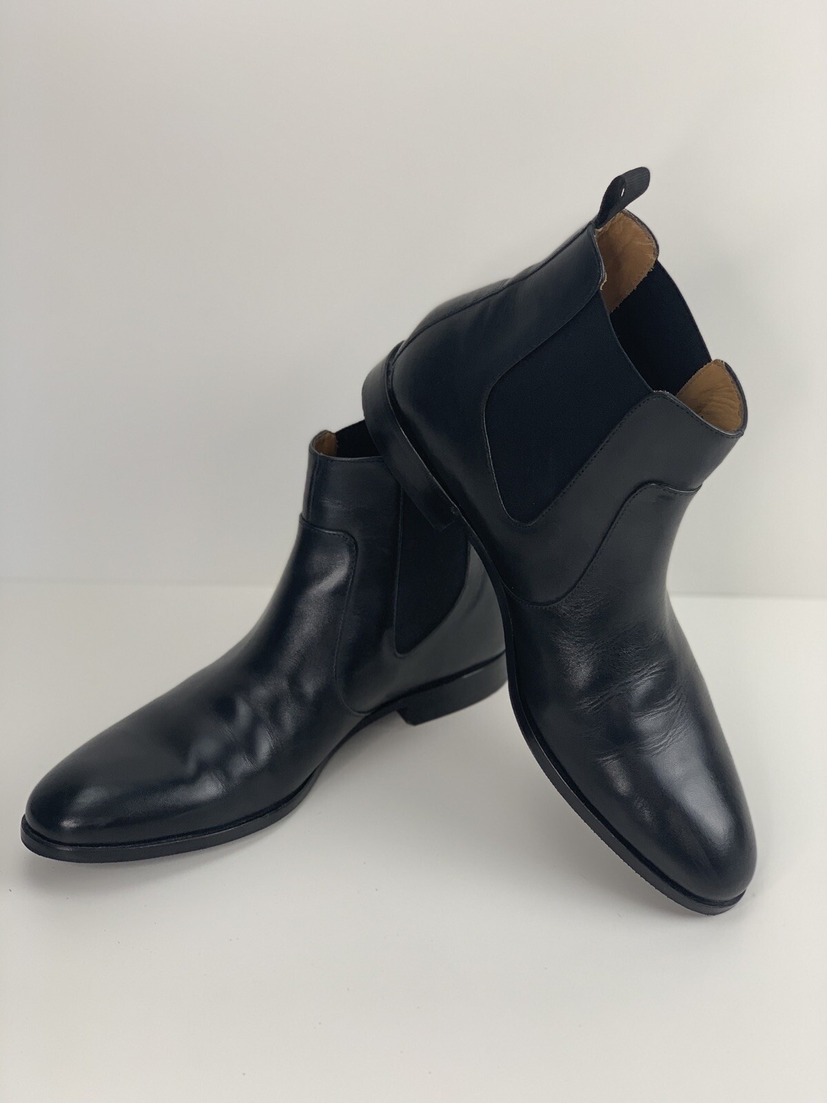 HUGO BOSS Boheme Cheb Chelsea Boots Black Calf Leather US 12 / EU 45 BOSS - Leather Chelsea boots with logo hardware - Black main image 2