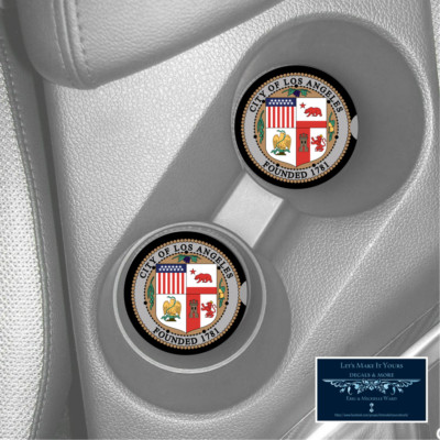 CITY OF LOS ANGELES SEAL CUSTOM RUBBER CAR COASTER SET (2) FREE SHIP GIFT