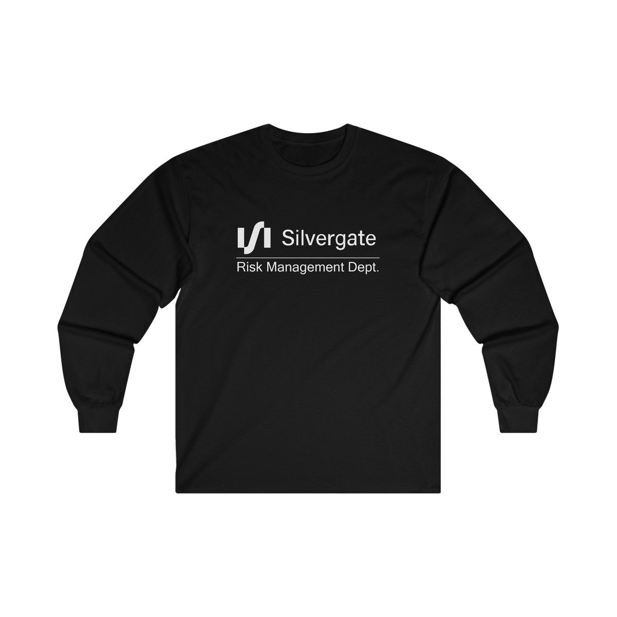 Silvergate Bank Risk Management Dept. Crewneck Cotton Long Sleeve Tee,  Crypto