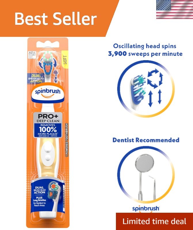 100% Plaque Removal with Pro+ Deep Clean Battery Toothbrush 