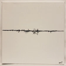 No.440 Original Abstract Minimal Landscape Drawing On Canvas By K.A.Davis 