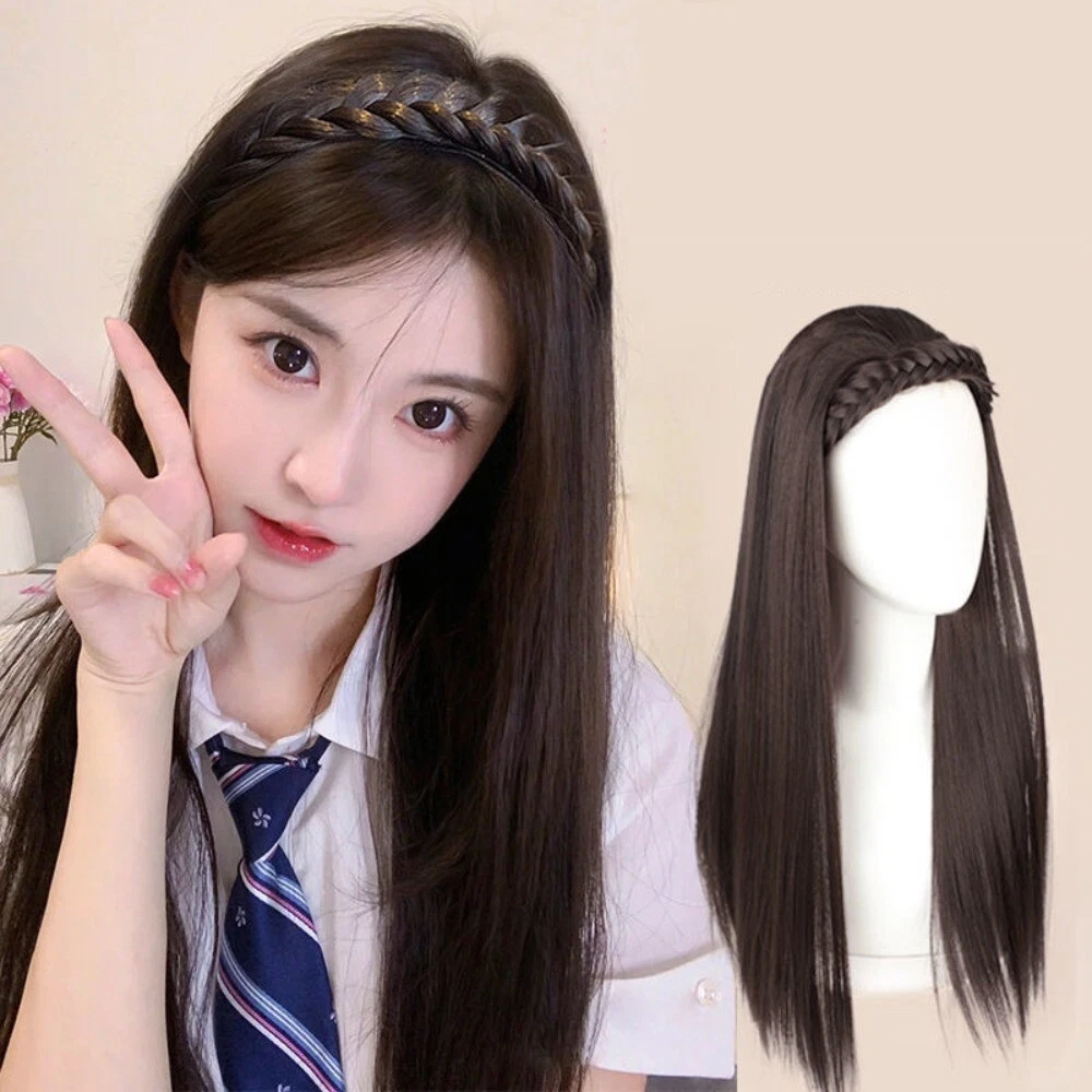 Headband Wig Half Headband Wig Heat Resistant Wig Braided Headband