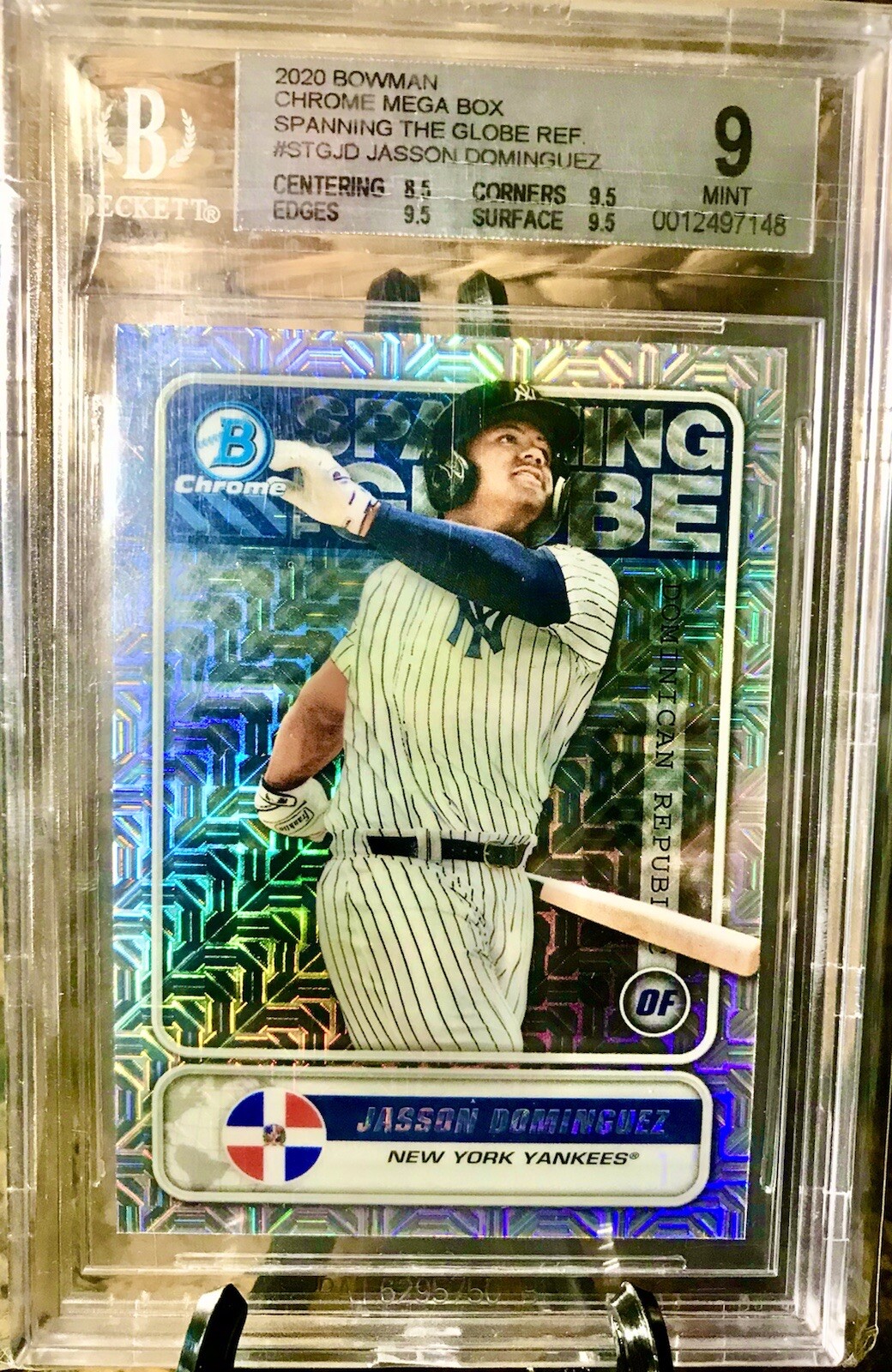 🔥2020 Bowman chrome mojo spanning the globe Jasson Dominguez💥Beckett  9🔥