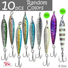10pcs 6.5oz Fishing Mega Metal Bait Trolling Live Jig luna lure Mix Random Color