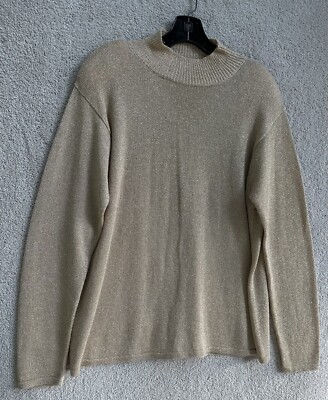 Westbound Sweater Womens Extra Large Gold Metallic Turtleneck