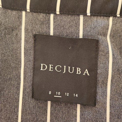 Decjuba Jacket Womens Size 10 Shacket Blazer Lightweight Black Striped Office - Picture 7 of 11