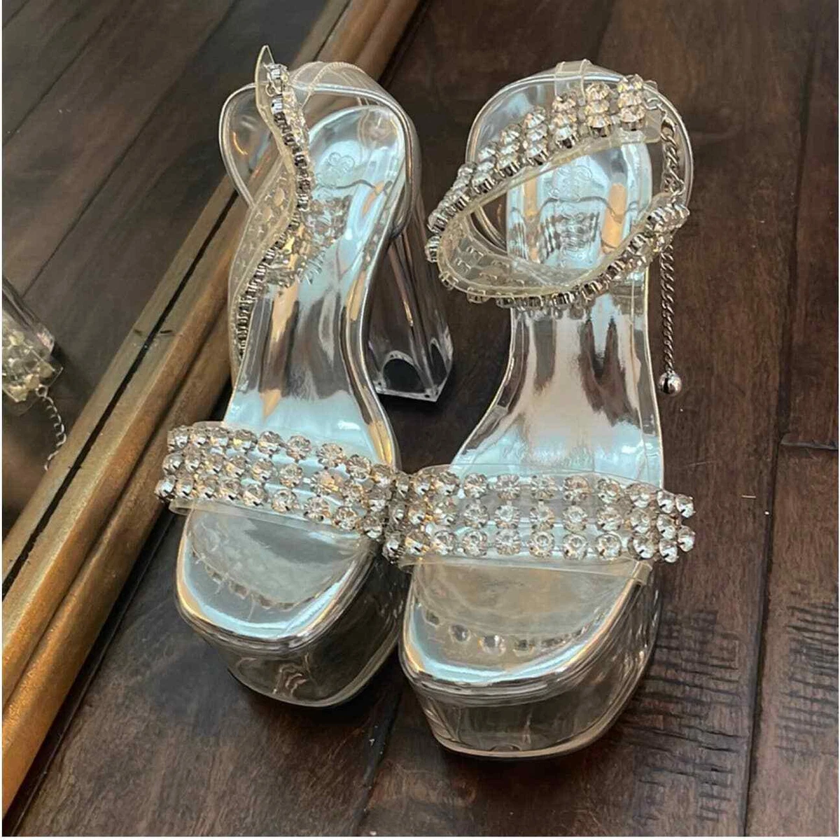 Clear jeweled heels 2025