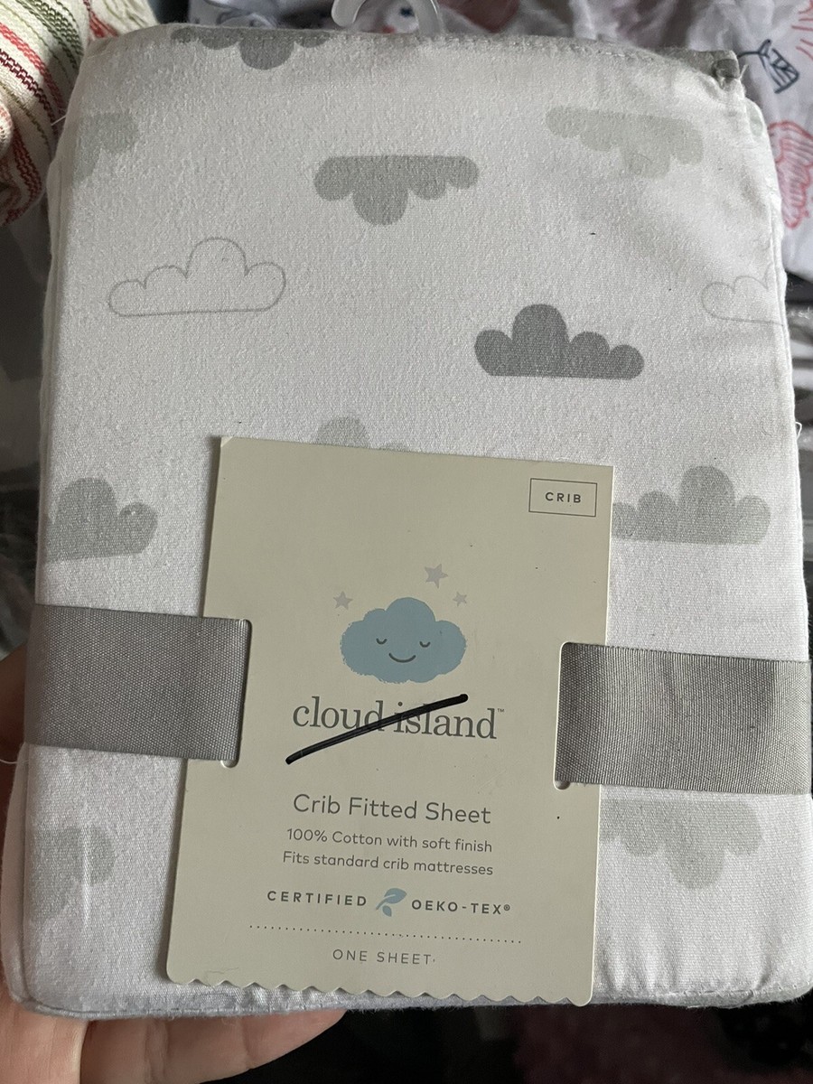 Cloud Island Grey White Clouds Fitted Crib Baby Sheet New Gray Baby