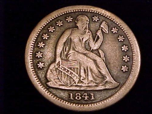 1841-O Seated Liberty Dime, Very Fine to Extra Fine Grade.
