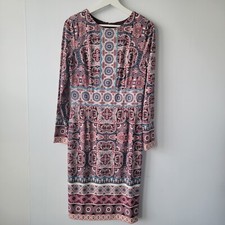 WHBM White House Black Market womens Paisley Stretch Midi Pencil Dress size 8