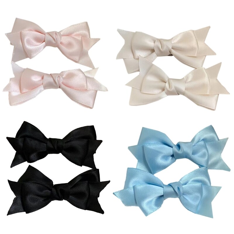 2PCS Cute Ribbon Bow Hairpins for Girls Prom Party Spring Hair Accessories
