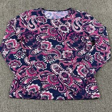 Lands End Womens XS 2-4 Rashguard Swim Top Long Sleeve Purple Paisley