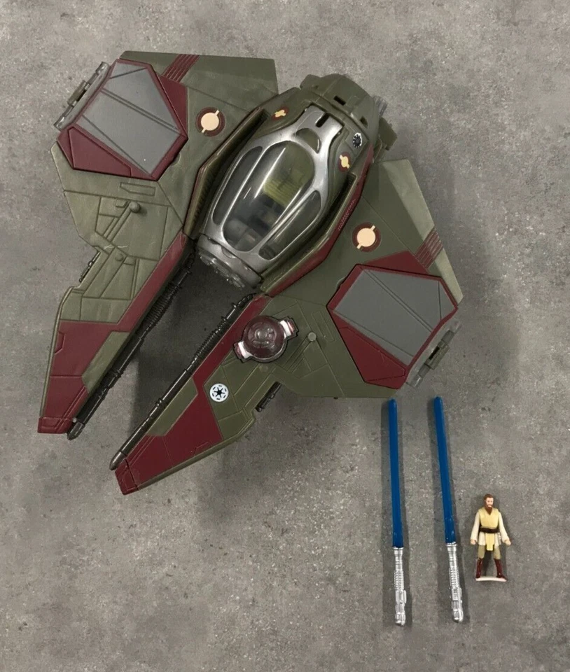 Star Wars Transformers (2005) Obi-Wan Kenobi Jedi Starfighter Figure COMPLETE - Image 3 of 4