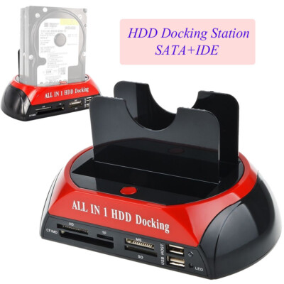 USB 2.0 SATA Dual Bay External Hard Drive Docking Cloner for 2.5 3.5inch HDD SSD