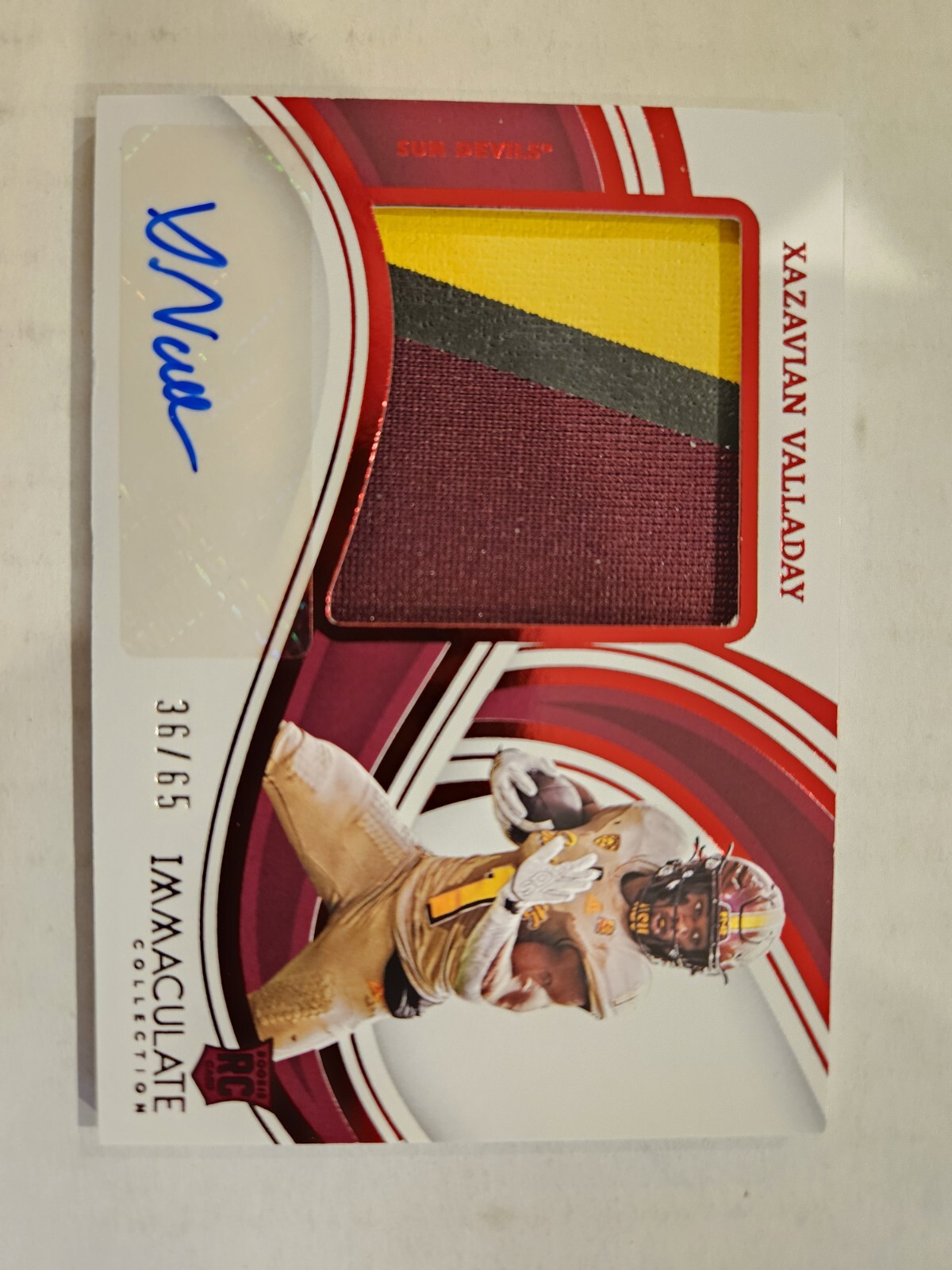 2023 Xazavian Valladay RPA /65 Triple Patch Immaculate #PPRA-XAV   ASU / Jets