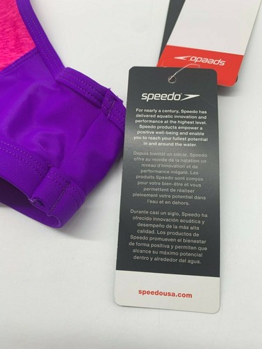 Speedo Girls Pink Purple Stretch Scoop-Neck Racerback Tankini Set Swimsuit Sz 16 - Picture 11 of 12