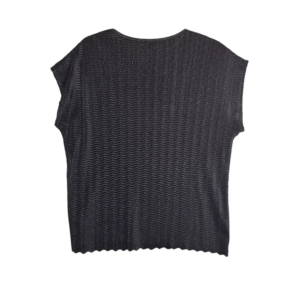 Elementz Womens Large Textured Short Sleeve Pullover Stretch Blouse Black - Image 2 of 4