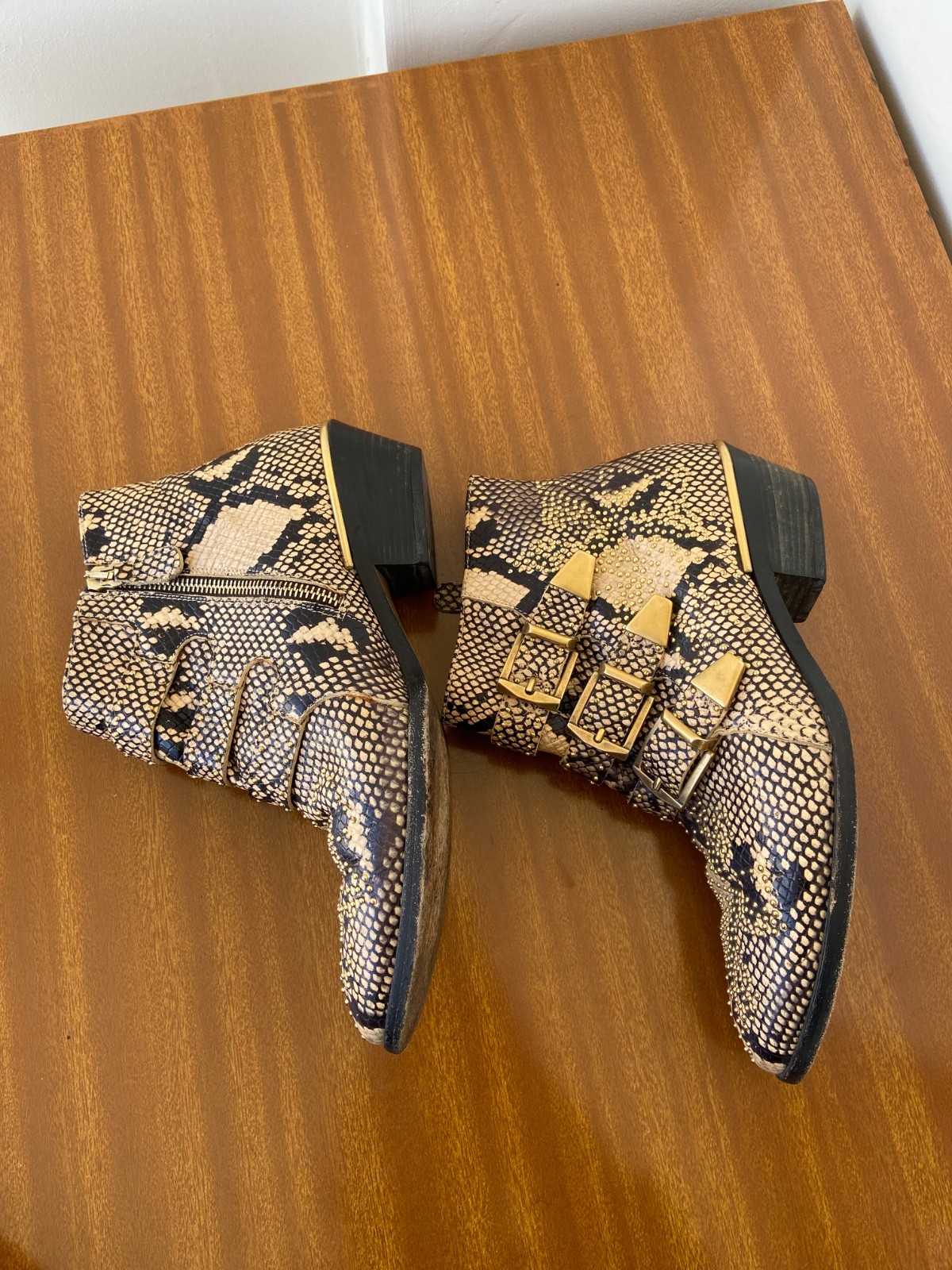 Chloe susanna python-embossed studded leather ank… - image 13