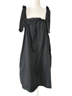 J.Crew Re Imagined Sundress Womens XXL Black Midi Swing Tie Strap Cotton Pockets
