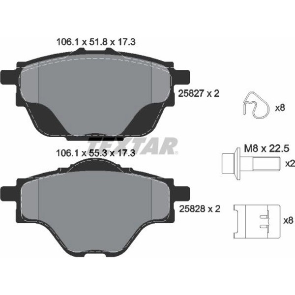Textar 2582701 Bremsbelagsatz FüR Citroen Peugeot Opel DS Vauxhall C4 C4 Grand-image