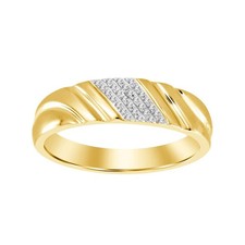 10K Yellow Gold 1/50 ct Natural Round Diamond Accent Men's Wedding Band