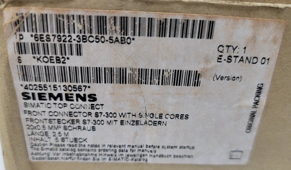 Siemens 6ES7922-3BC50-5AB0 Simatic Top Connect Conector Frontal S7-300 - Imagen 3 de 4