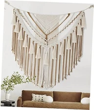 Jakalin Large Macrame Wall Hanging 47" Wx 55" L Brown Macrame Wall Decor Boho 