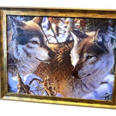 Vintage Art 3D Printed Picture Wolves Life Winter Landscape Poster Home Decor