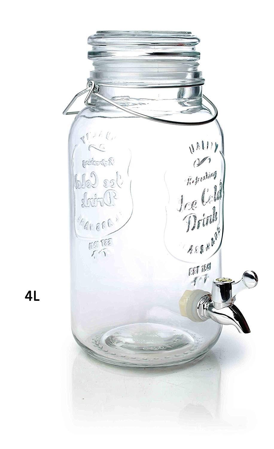 Saftspender 4 Liter aus Glas mit Zapfhahn Wasserspender Getränkespender Neu