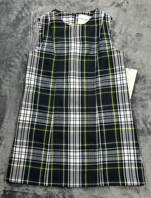 NEW Flynn O'Hara USA Girls 5 Plaid Uniform Jumper Dress Navy Blue Green Plaid