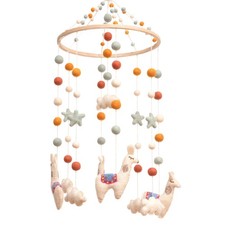 Glaciart One Llama Nursery Mobile - Crib Decor, Colorful Handmade Felt