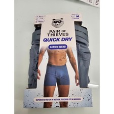 Pair of Thieves Mens Quick Dry Action Blend Boxer Briefs 3 Pack Navy Gray Size M