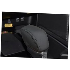 Genuine Leather Gear Shift Knob Cover Trim Protector 1. Black with Black Sewing