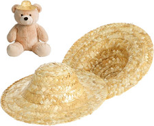 2Pcs Mini Straw Hats for Doll Decor DIY Craft Accessories