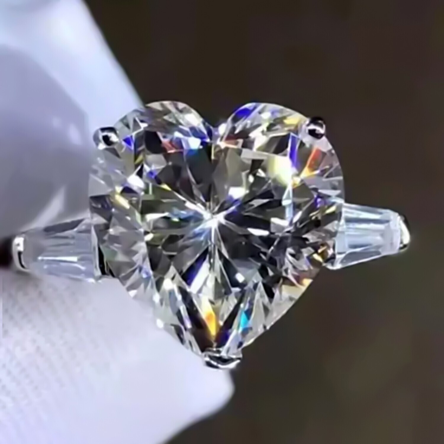 6.30 Ct Heart Cut White Diamond Solitaire Ring 925 Silver Festive Gift