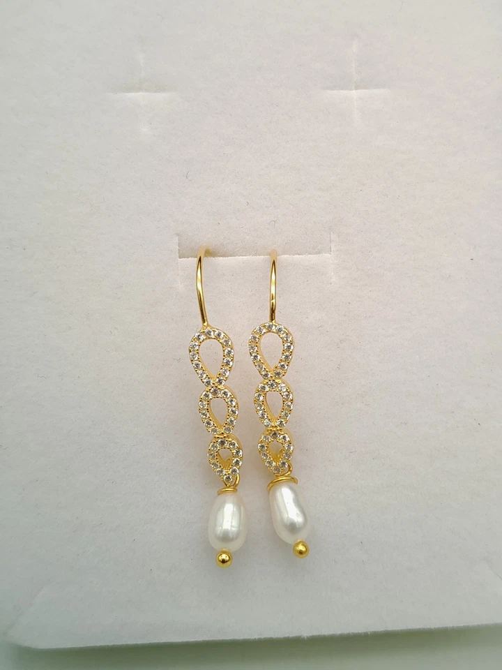 Orecchini donna perla argento 925  pendenti a lobo piccoli eleganti - Immagine 2 di 4