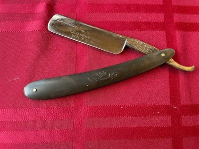 Vintage ERN Crown and Sword Straight Razor #1166 Etched Blade GREAT SHAPE 7/8