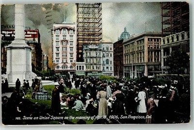 10647316 - San Francisco Scene am Union Square am Morgen nach dem Erdbeben