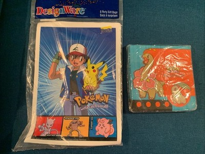 NEW DESIGNWARE POKEMON 8 PARTY GIFT BAGS W/ASH PIKACHU! +16 MEGANIUM NAPKINS