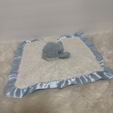 Cloud Island Plush White Baby Blue Whale Security Blanket Lovey Satin