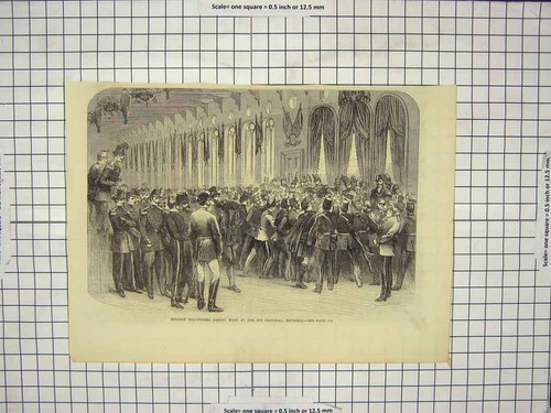 Original Old Antique Print English Volunteers Wine National Brussels Siers
